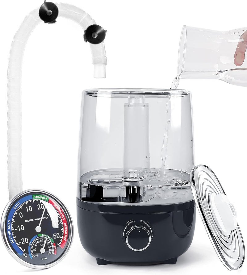 Auraaq Top fill Reptile Fogger Terrariums Humidifier Fog Machine Mister with 4L Visible Large Tank & Extension Hoses, Suitable for Terrariums & Enclosures, Ideal for Reptiles/Amphibians/Herps/Vivarium/Moss - Image 1